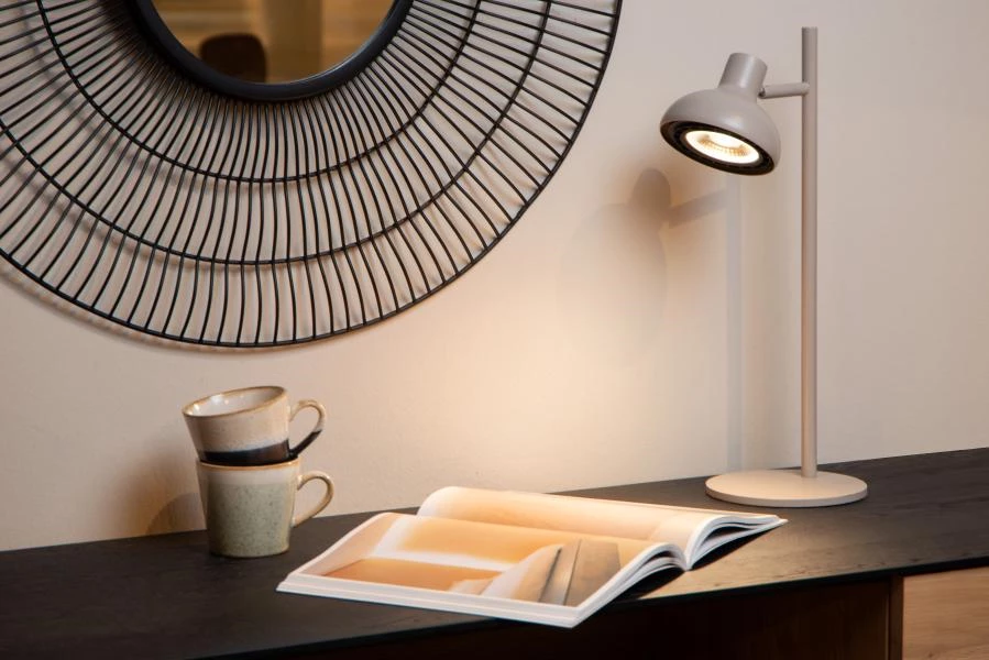 Lucide SENSAS - Lámpara de escritorio - Ø 18 cm - 1xGU10 (ES111) - Beige - ambiente 1